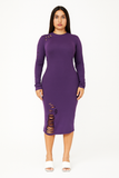 MB FASHION Bodycon Midi Dress with Cutout Details and Long Sleeves 9403