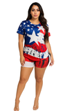 MB FASHION American Flag T-Shirt and Shorts Set 8445
