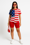 MB FASHION Patriotic Stars and Stripes T-Shirt and Shorts Set 8371