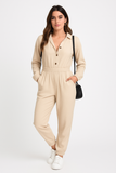 MB FASHION Two-Piece Button-Up Blouse and High-Waisted Pants Set 221R