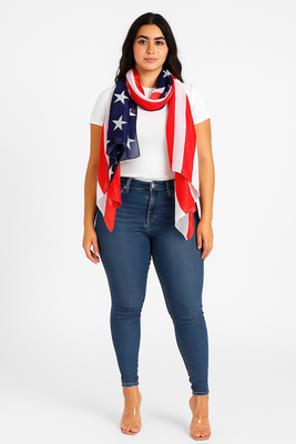 MB FASHION Patriotic American Flag Sheer Scarf FX 154