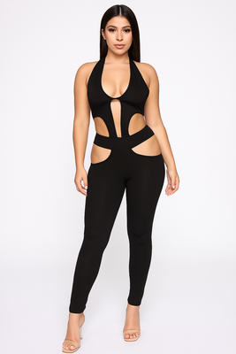 MB FASHION Cut-Out Halter Jumpsuit Set – Sexy Slim Fit 3376R