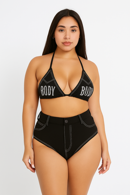 MB FASHION Halter Bikini Top & High-Waisted Shorts Set 9747LY