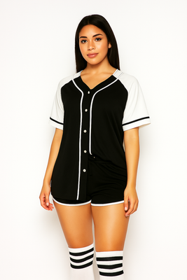MB FASHION Sporty Raglan Baseball Jersey Dress with Piping 6503T