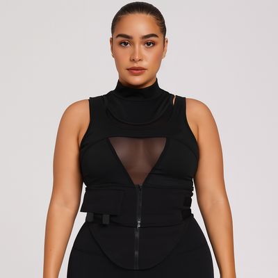 MB FASHION Layered Mesh Bustier with Tactical Corset Detail 0199AT
