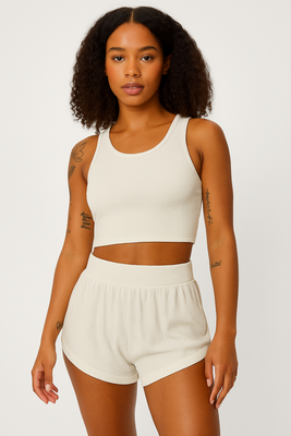 MB FASHION High-Waisted Pleated Shorts with Elastic Waistband 0583R