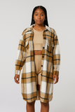 MB FASHION Long Plaid Flannel Shirt Dress COAT 6525