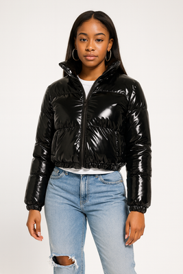 MB FASHION Glossy Cropped Puffer Jacket 0666