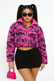 MB FASHION Reversible Cropped Puffer Jacket with Paisley Glossy Design 520