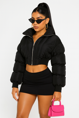 MB FASHION Cropped High-Collar Puffer Jacket 407