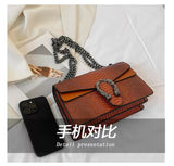 Every Fashion Textured Chain Shoulder Bag with Metal Buckle Detail