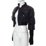 MB FASHION Cropped Puffer Jacket with Extended Sleeve Detail 405