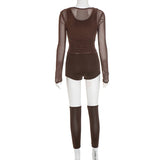 MB FASHION Sheer Mesh Top & Shorts with Leg Warmers Set 389