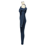 MB FASHION HIGH QUALITY Off-Shoulder Ruffled Collar Long Sleeve Jumpsuit 10820