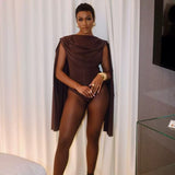 MB FASHION Draped Cape Sleeve Bodysuit 670