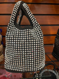 EVERY FASHION Crystal Studded Hobo Bag