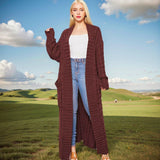 Every Fashion Long Cable Knit Cardigan Sweater with Front Pockets 560