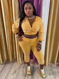 MB FASHION Cropped Zip-Up Hoodie and High-Waist Capri Leggings Two-Piece Set