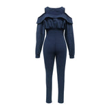 MB FASHION HIGH QUALITY Off-Shoulder Ruffled Collar Long Sleeve Jumpsuit 10820