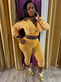 MB FASHION Cropped Zip-Up Hoodie and High-Waist Capri Leggings Two-Piece Set