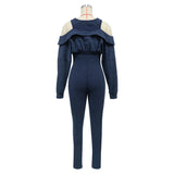 MB FASHION HIGH QUALITY Off-Shoulder Ruffled Collar Long Sleeve Jumpsuit 10820