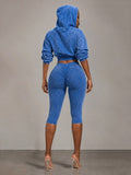 MB FASHION Cropped Zip-Up Hoodie and High-Waist Capri Leggings Two-Piece Set
