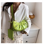 EVERY FASHION Studded Crescent Shoulder Bag with Matching Pouch
