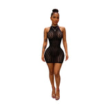 MB FASHION Sexy Zigzag Halter Neck Bodycon Mini Dress 88700