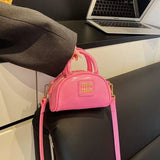 Every Fashion Mini Patent Dome Handbag with Top Handles and Crossbody Strap