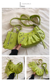 EVERY FASHION Studded Crescent Shoulder Bag with Matching Pouch