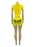 MB FASHION Short Sleeve Top & High-Waisted Biker Shorts Set 6018