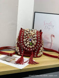 Every Fashion Embellished Rhinestone Pearl Bucket Bag