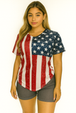 MB FASHION Vintage American Flag T-Shirt and Graphic Shorts Set 6683