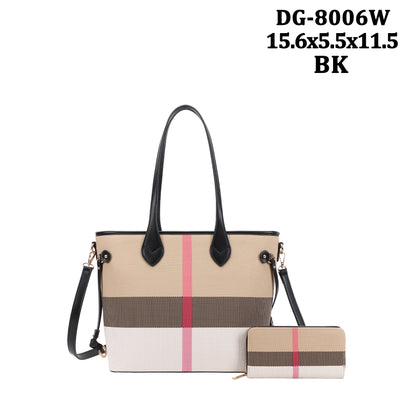 EVERY FASHION Structured Tote Bag with Matching Wallet DG-8006