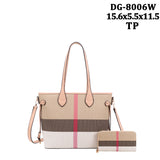 EVERY FASHION Structured Tote Bag with Matching Wallet DG-8006