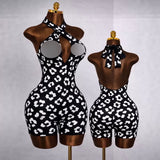 MB FASHION Sexy Halter Neck Crisscross Cutout Romper 6105