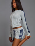 MB FASHION Cropped Zip Track Jacket & Matching Shorts Set 6030