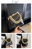 EVERY FASHION Structured Frame Handbag with Oversized Chain Accent