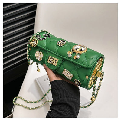 Every Fashion Quilted Mini Shoulder Bag with Decorative Charms
