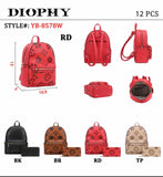 EVERY FASHION Floral Print Backpack with Matching Wallet YB-8578W