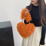 Every Fashion Fluffy Heart-Shaped Faux Fur Shoulder Bag