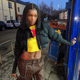 MB FASHION Cropped Puffer Jacket with Extended Sleeve Detail 405