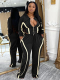 MB FASHION Zip-Up Contrast Stripe Two-Piece Lounge Set 5039