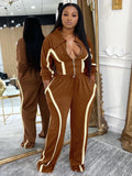 MB FASHION Zip-Up Contrast Stripe Two-Piece Lounge Set 5039