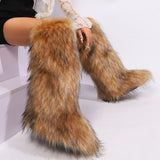 EVERY FASHION Knee-High Faux Fur Boots 008 TY