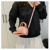 Every Fashion Mini Patent Dome Handbag with Top Handles and Crossbody Strap
