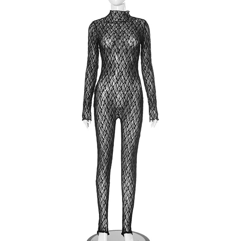 MB FASHION Sheer Lace Full-Length Jumpsuit 659