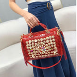 EVERY FASHION Crocodile Embossed Barrel Bag