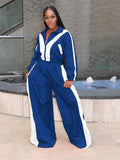 MB FASHION Wide Leg Tracksuit Set - Zip-Up Jacket & Athletic Lounge Pants 4071