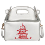 Every Fashion Chinese Takeout Box Style Handbag with Pagoda Print